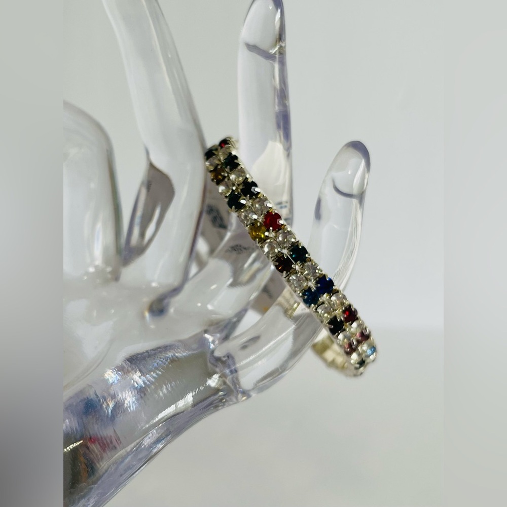 NWT Cool Jewels Sparkling Multi Colored Crystal Elastic Bracelet